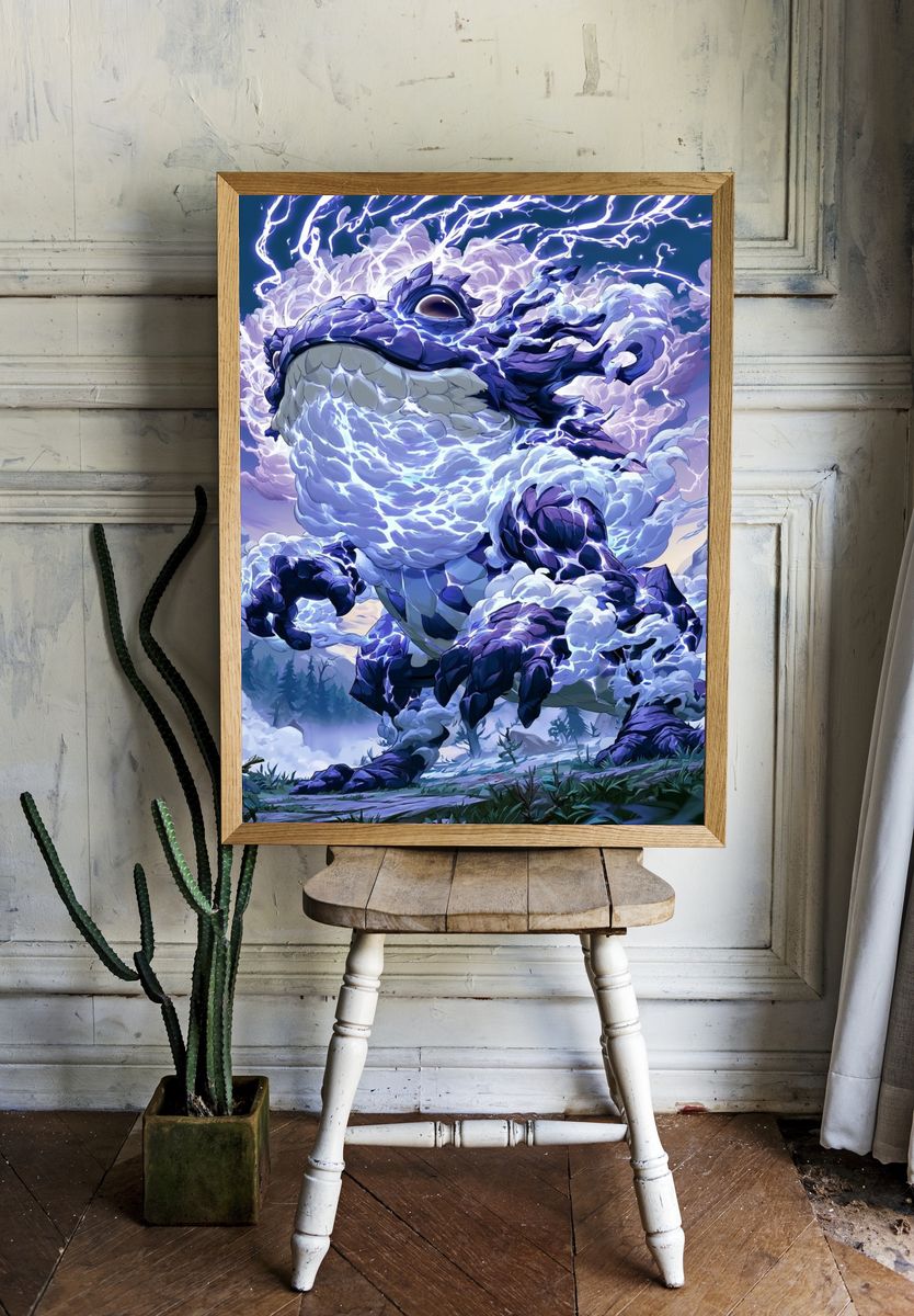 Thunderstorm Dragon Illustration Poster. — room view 1