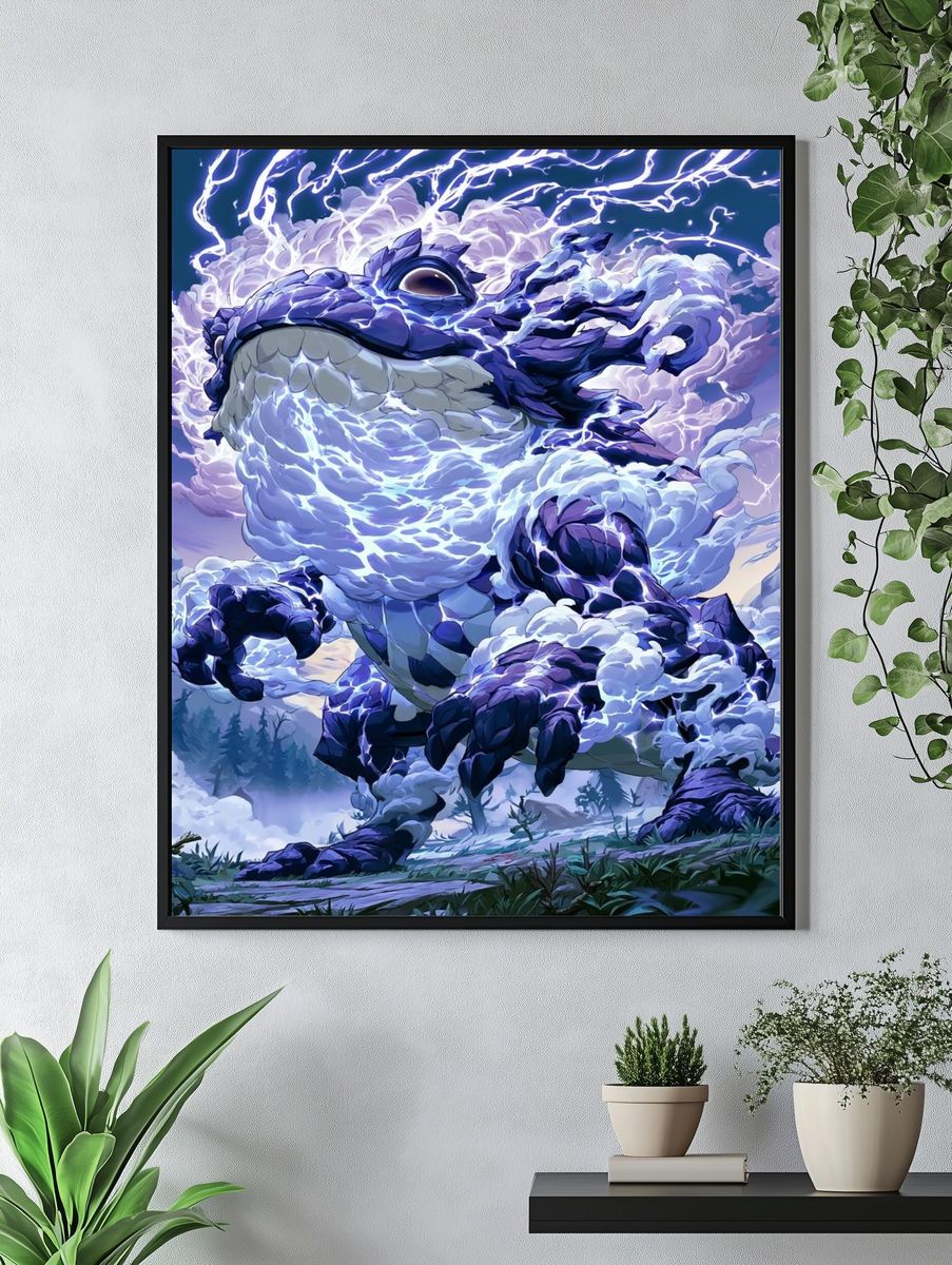 Thunderstorm Dragon Illustration Poster. — room view 4