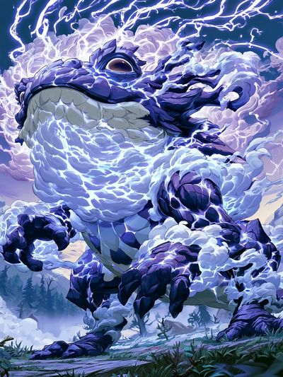 Thunderstorm Dragon Illustration Poster.