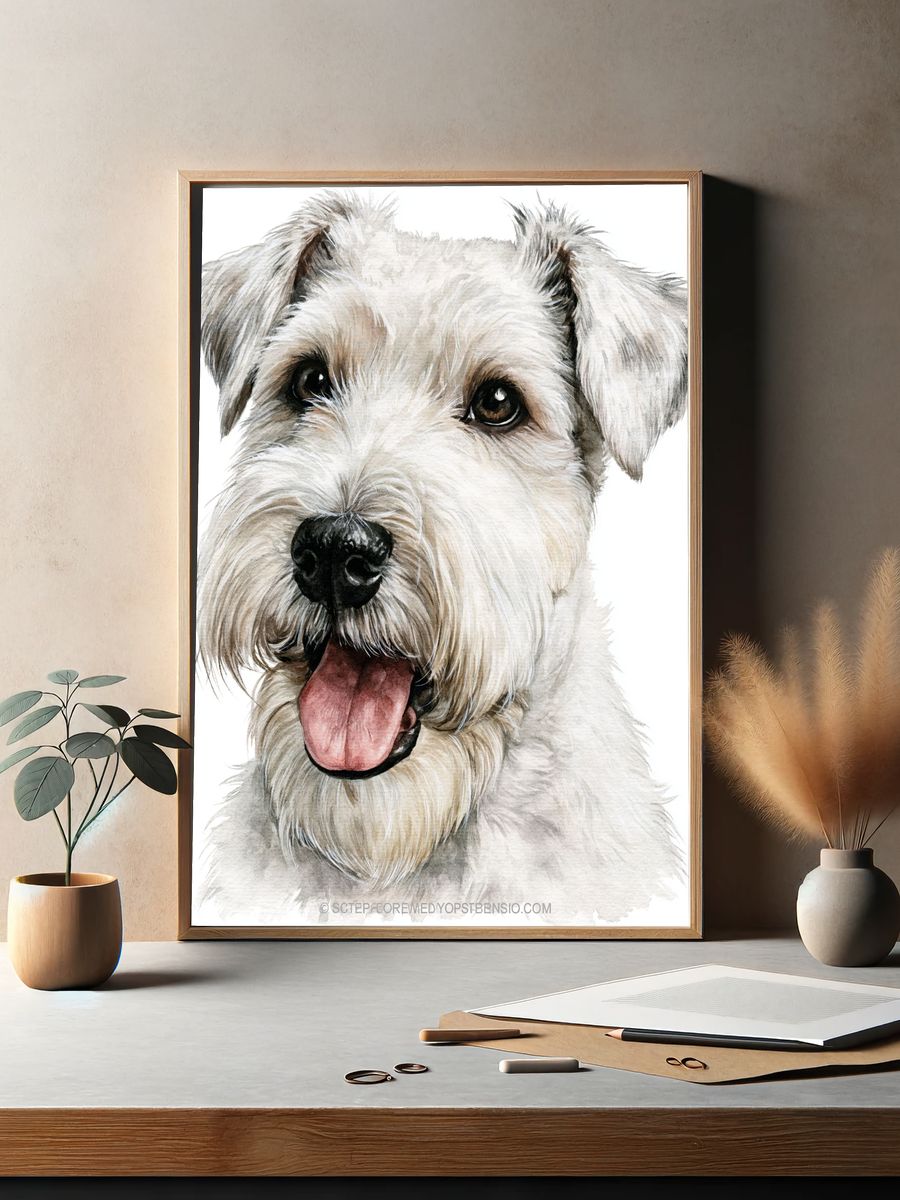Schnauzer Watercolor Portrait Poster. — room view 2