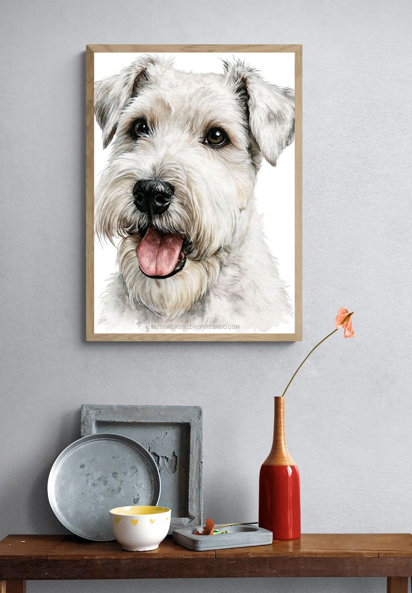 Schnauzer Watercolor Portrait Poster. — room view 3