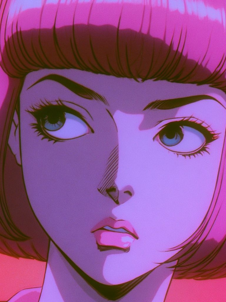Pink Bob Portrait Anime Poster. poster detail