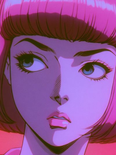 Pink Bob Portrait Anime Poster. poster