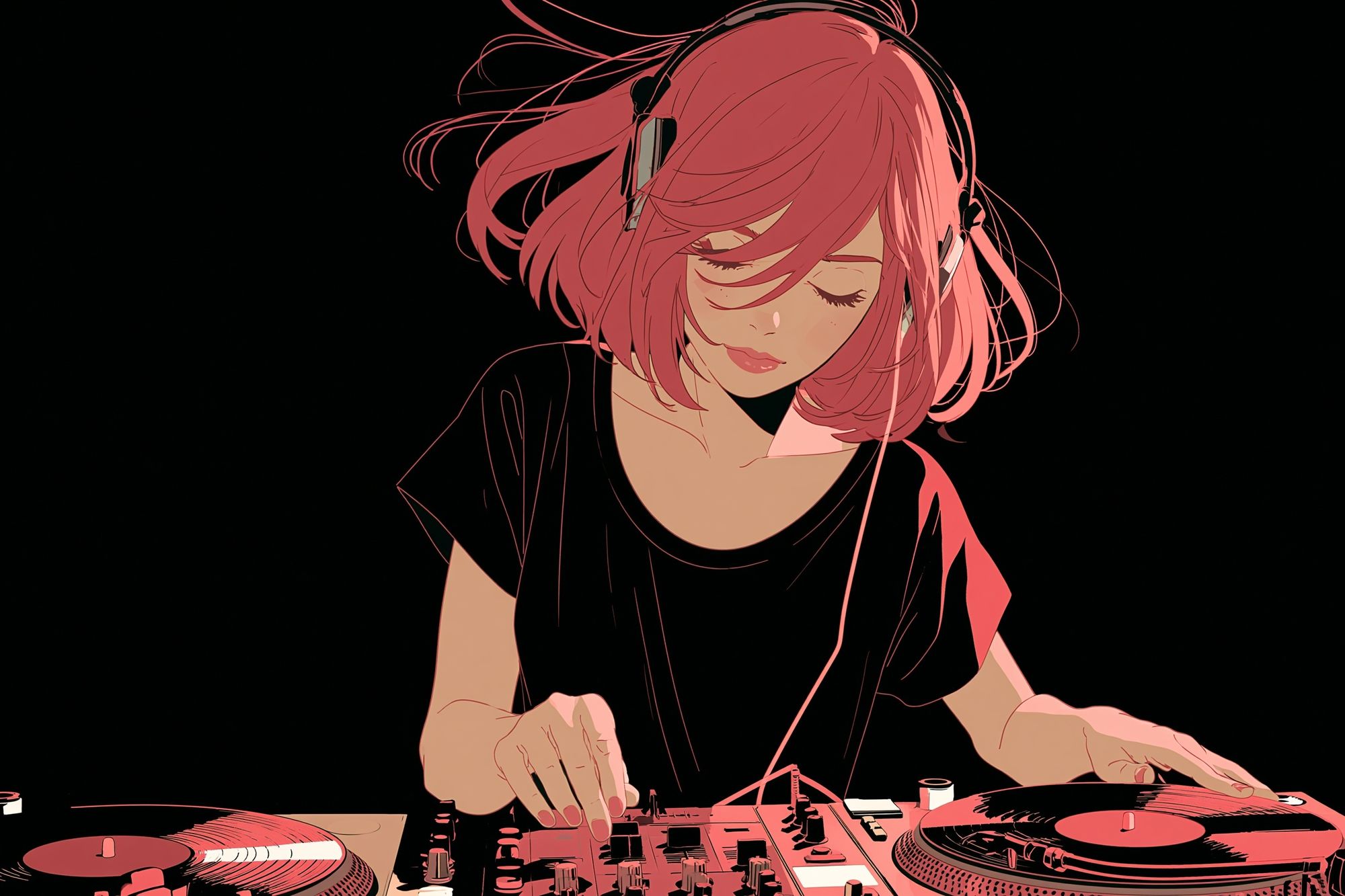 Anime DJ Girl — Illustration Print. poster — anime art
