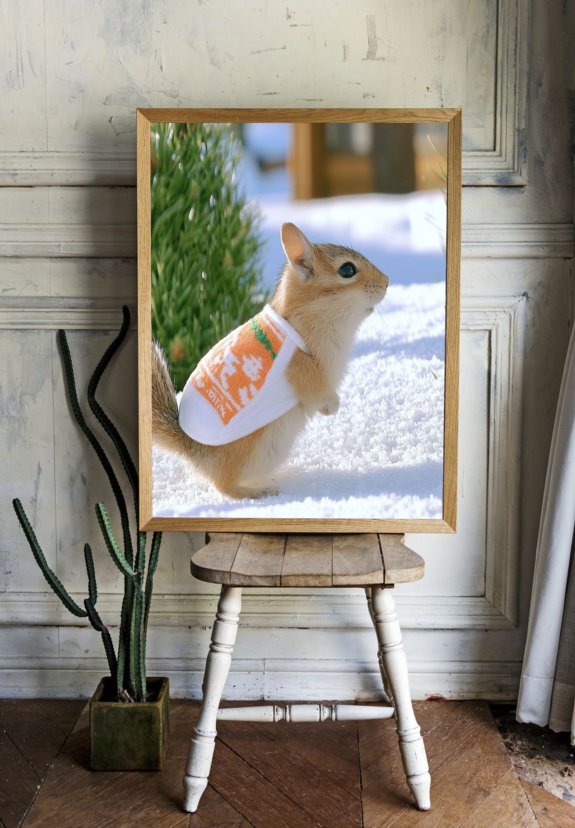 Winter Squirrel Portrait Poster. — room view 1