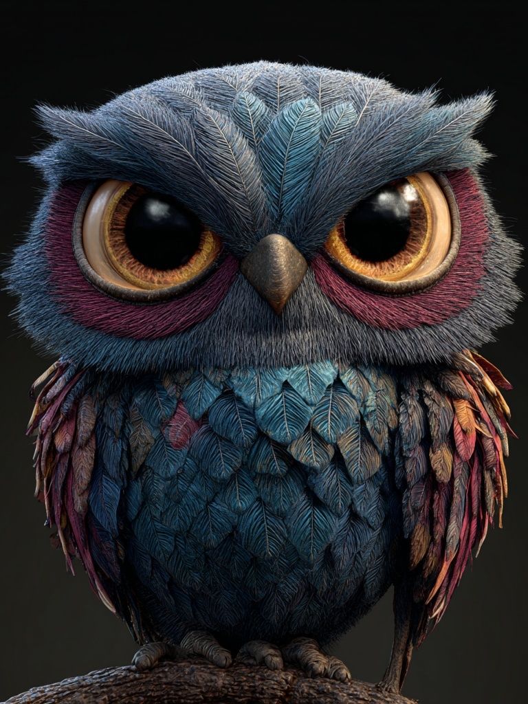 Colorful Owl Portrait Print. poster detail