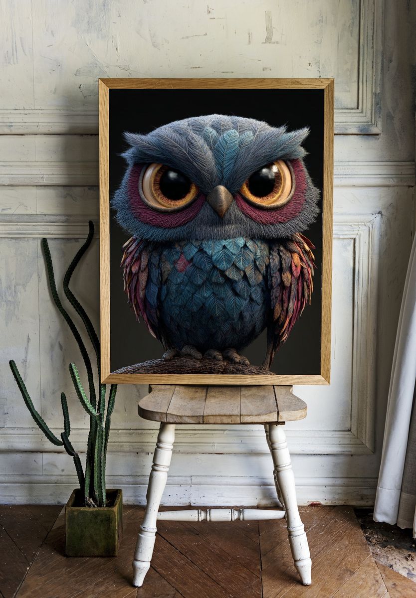 Colorful Owl Portrait Print room preview