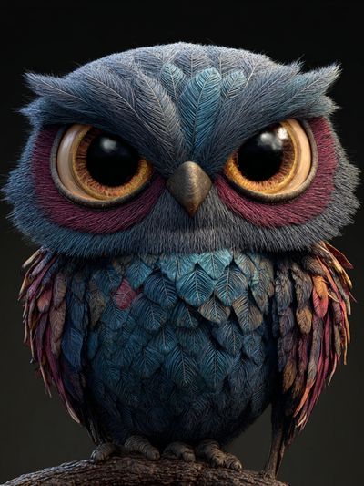Colorful Owl Portrait Print. poster
