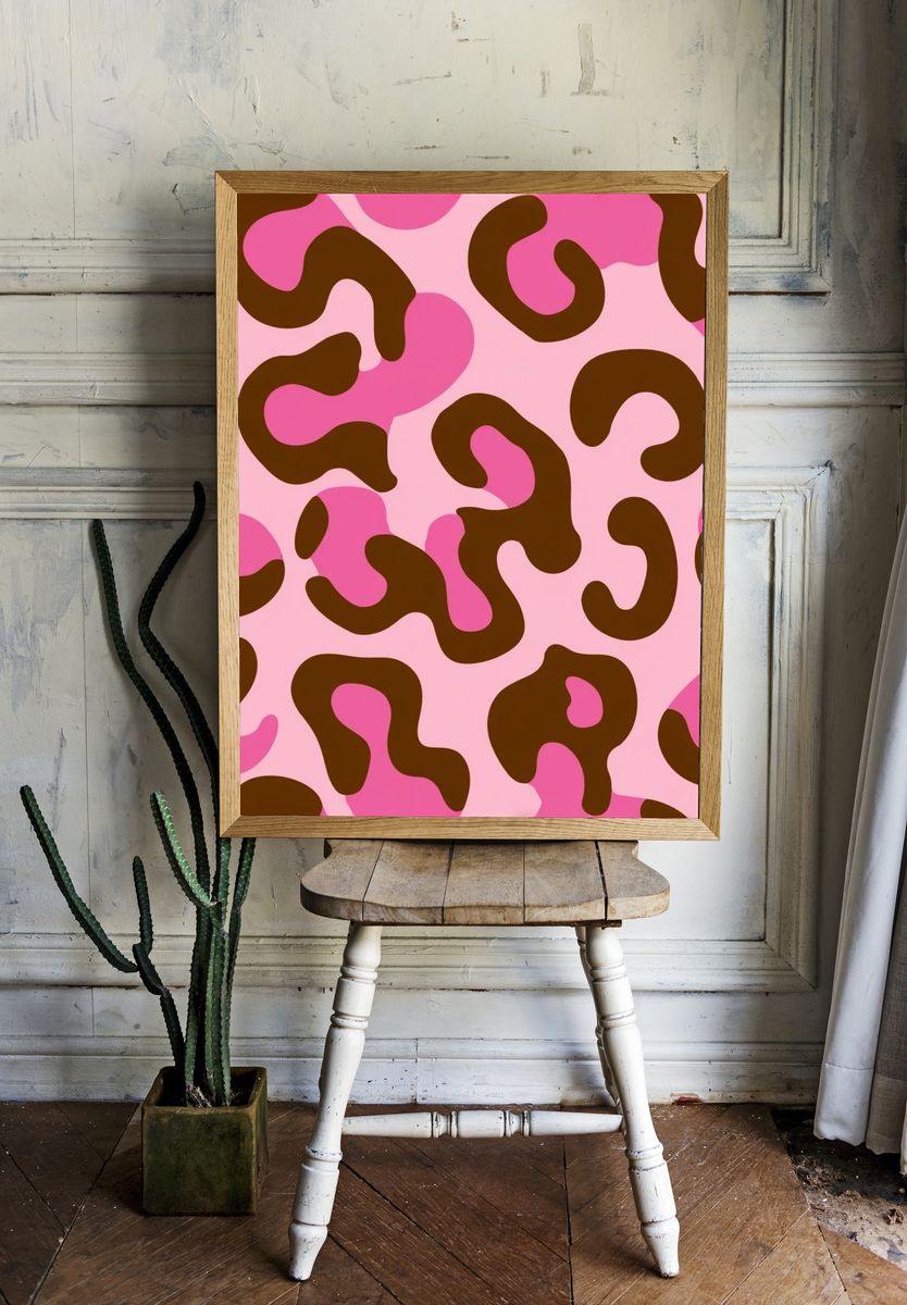 Pink Leopard Pattern Poster. — room view 1