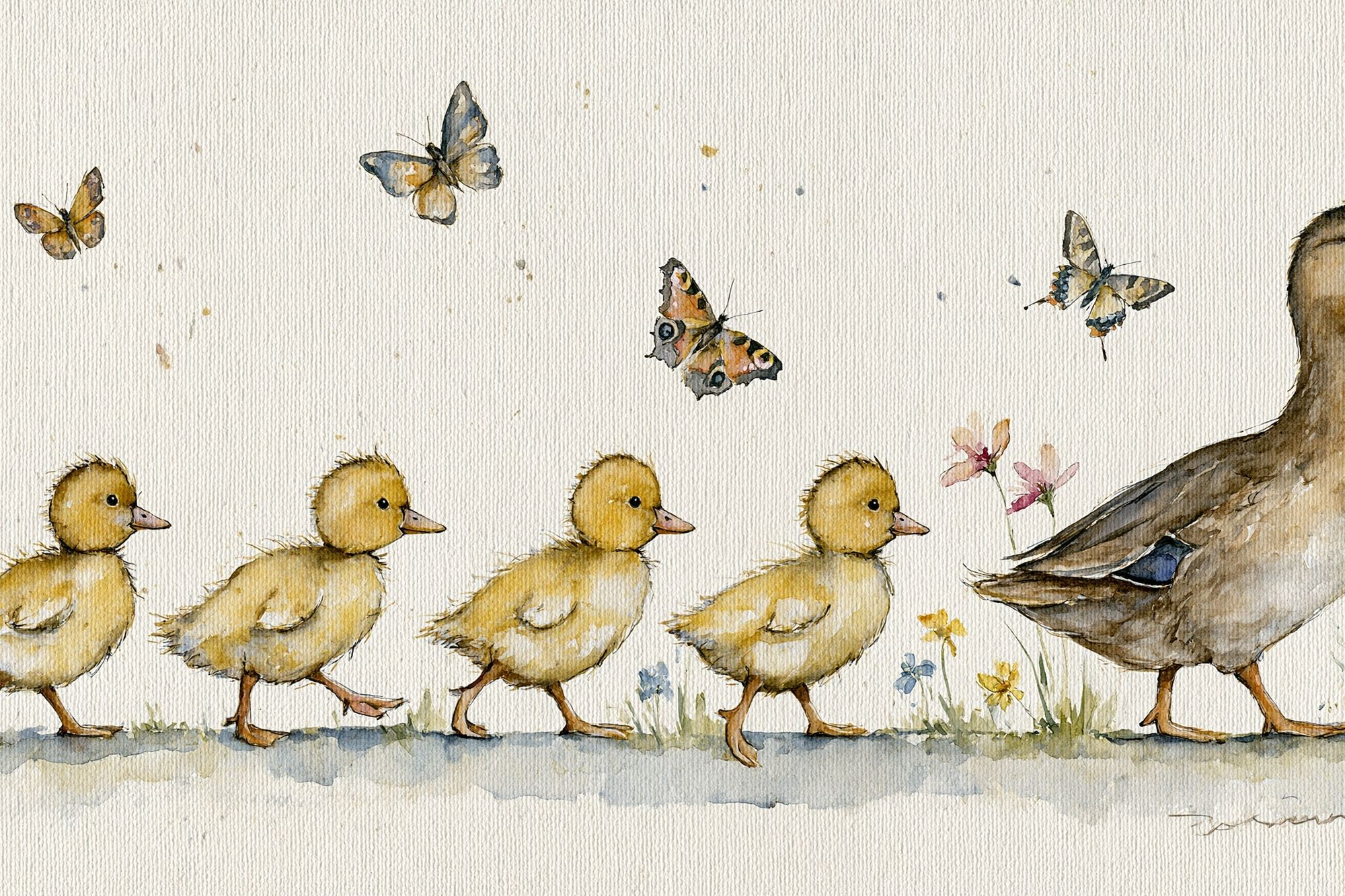 Duck Family Watercolor Print. poster detail