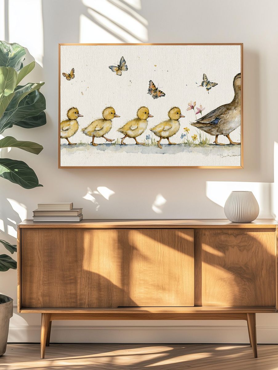 Duck Family Watercolor Print. — room view 3