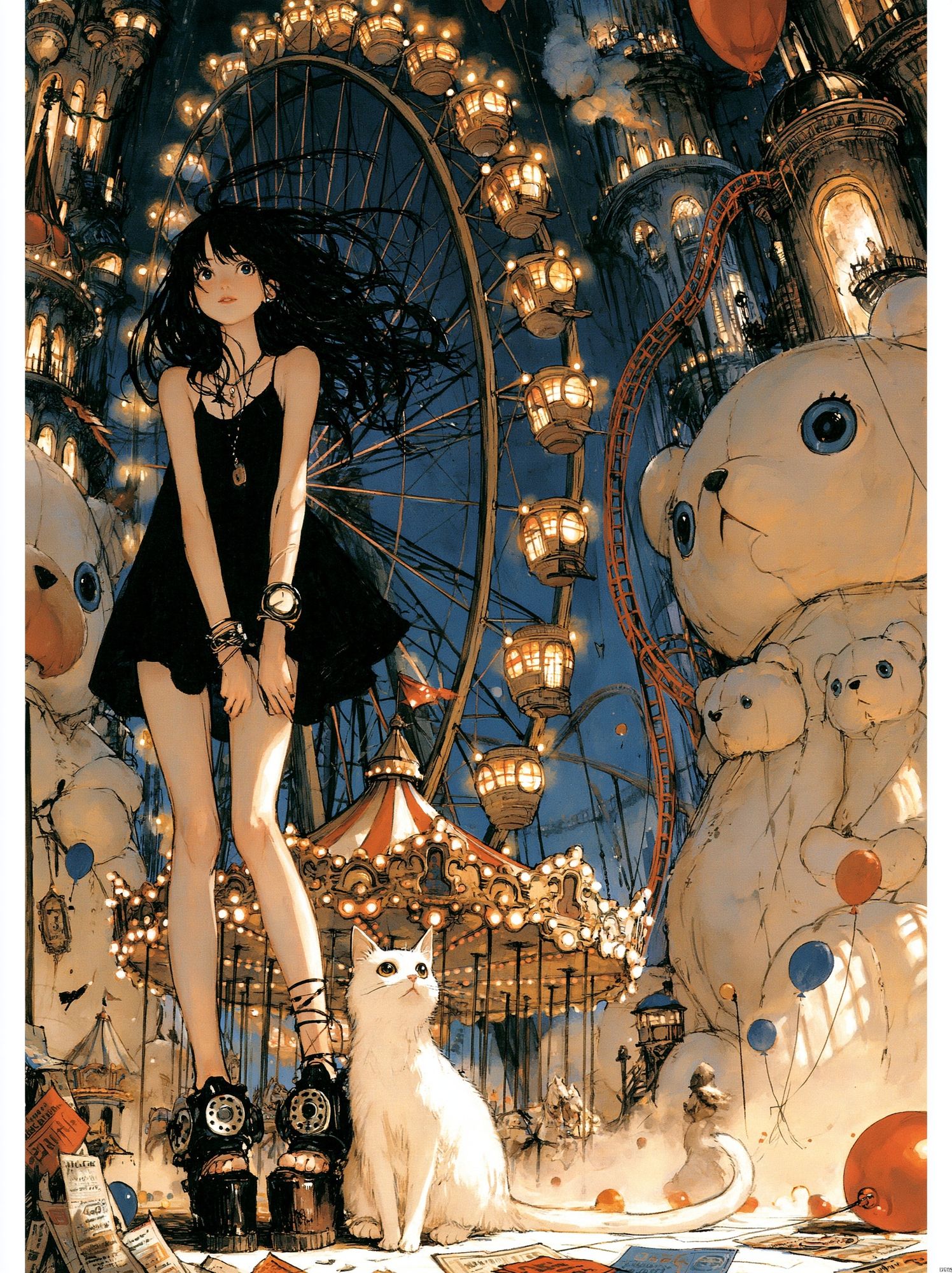 Dreamy Carnival Girl Illustration Poster. poster — anime art