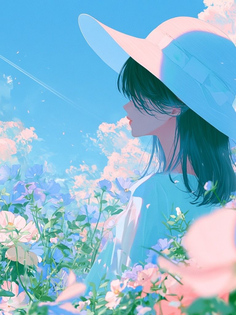Pastel Garden Girl Illustration Poster. poster — anime art