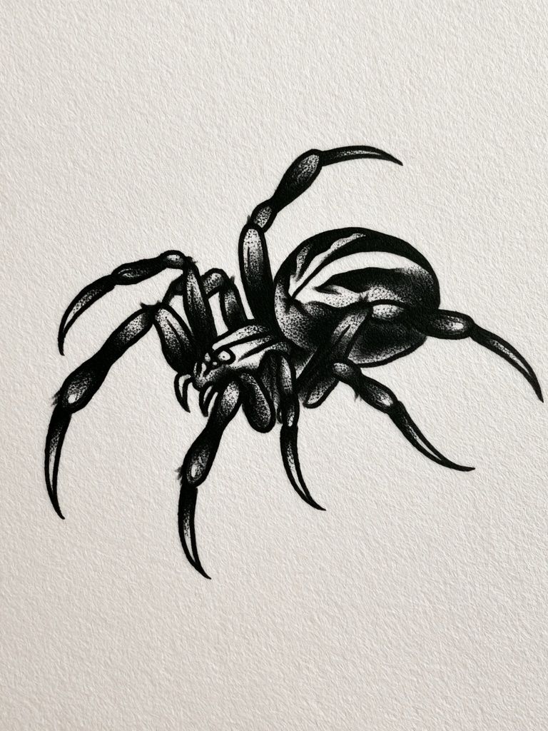 Black Spider Ink Illustration Poster. poster detail