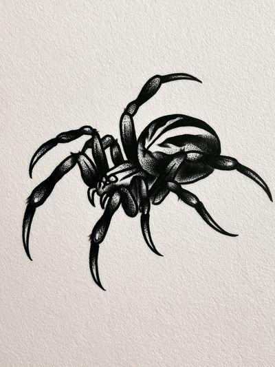 Black Spider Ink Illustration Poster. poster