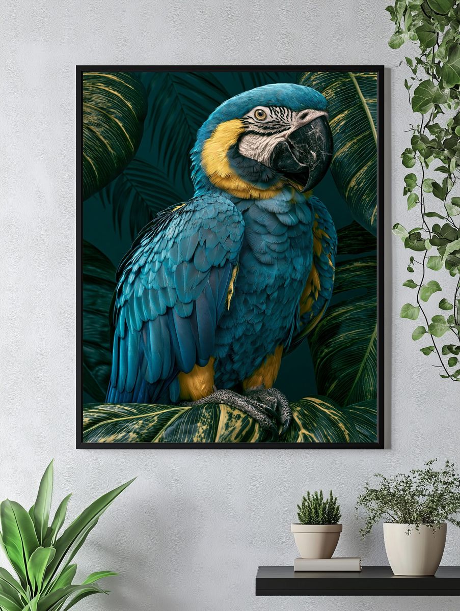 Blue Macaw Tropical Poster. — room view 4