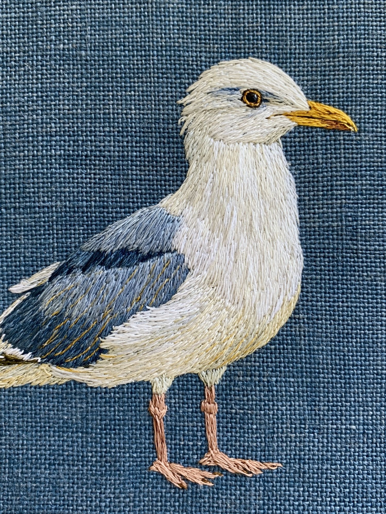 Seagull Embroidery Illustration Poster. poster detail