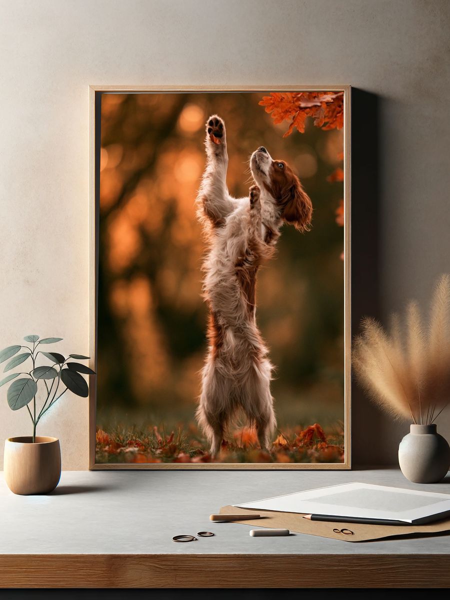 Autumn Spaniel Portrait Poster. — room view 2
