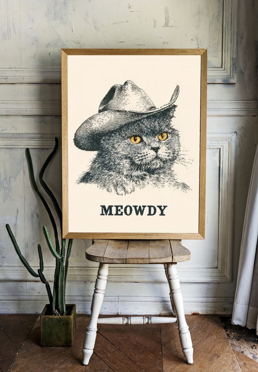 Meowdy Cowboy Cat Poster. — room view 1
