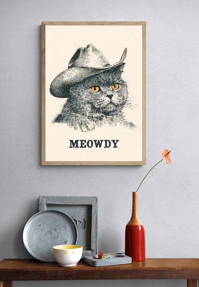 Meowdy Cowboy Cat Poster. — room view 3