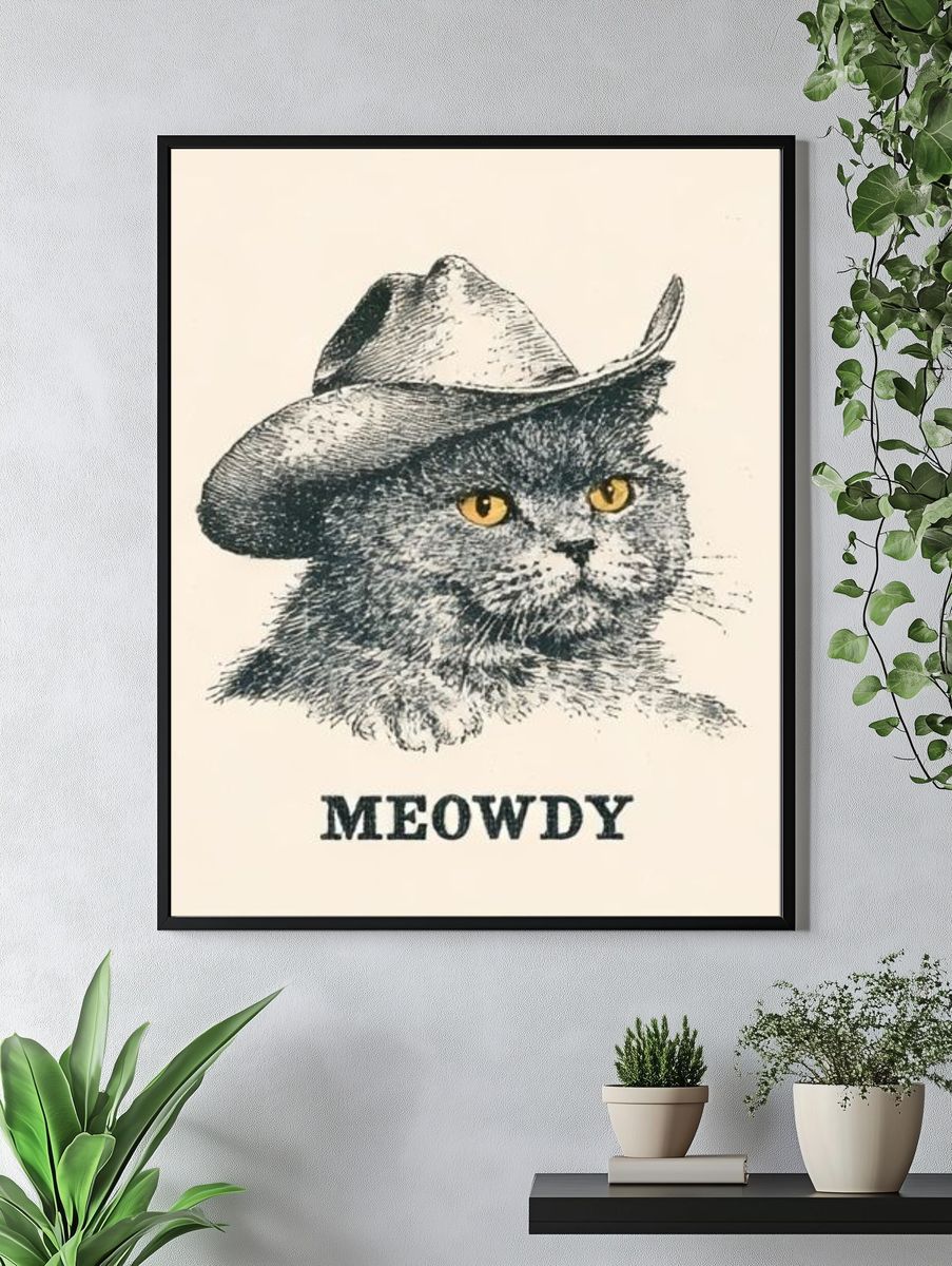 Meowdy Cowboy Cat Poster. — room view 4