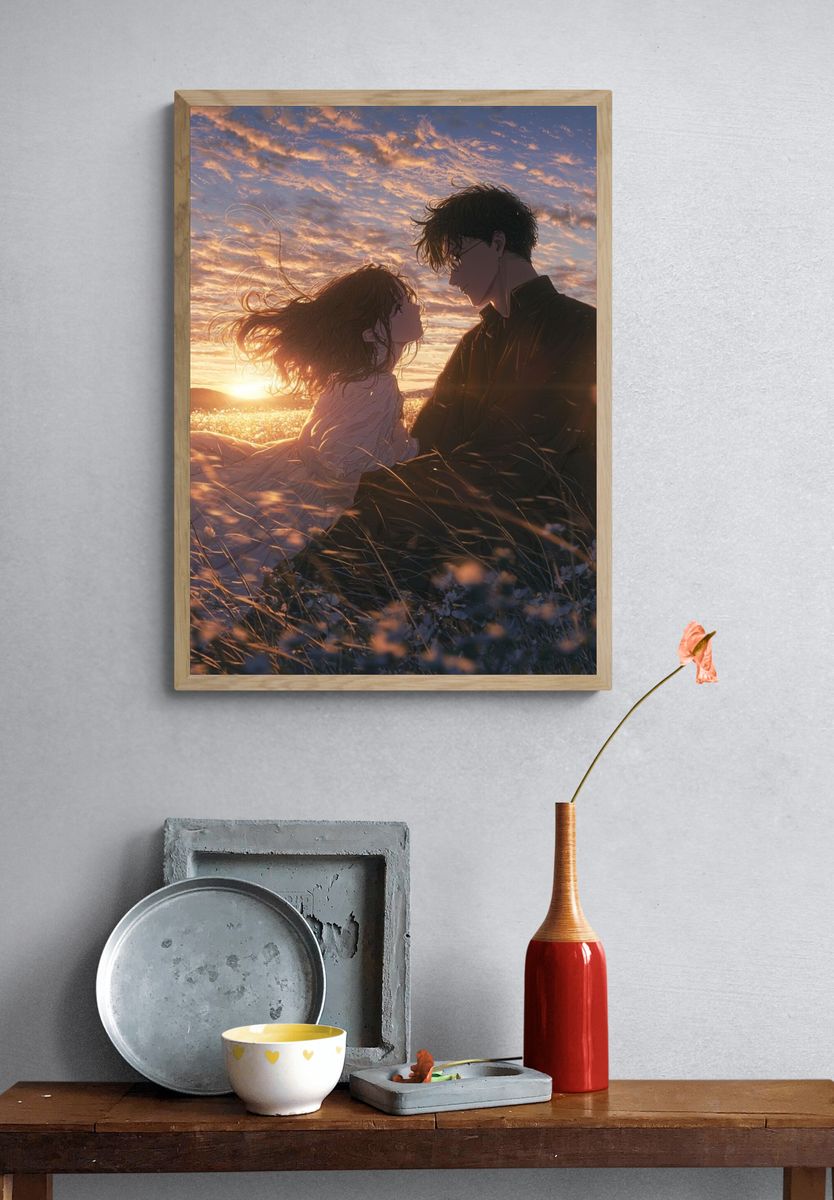 Sunset Lovers Anime Print. — room view 3
