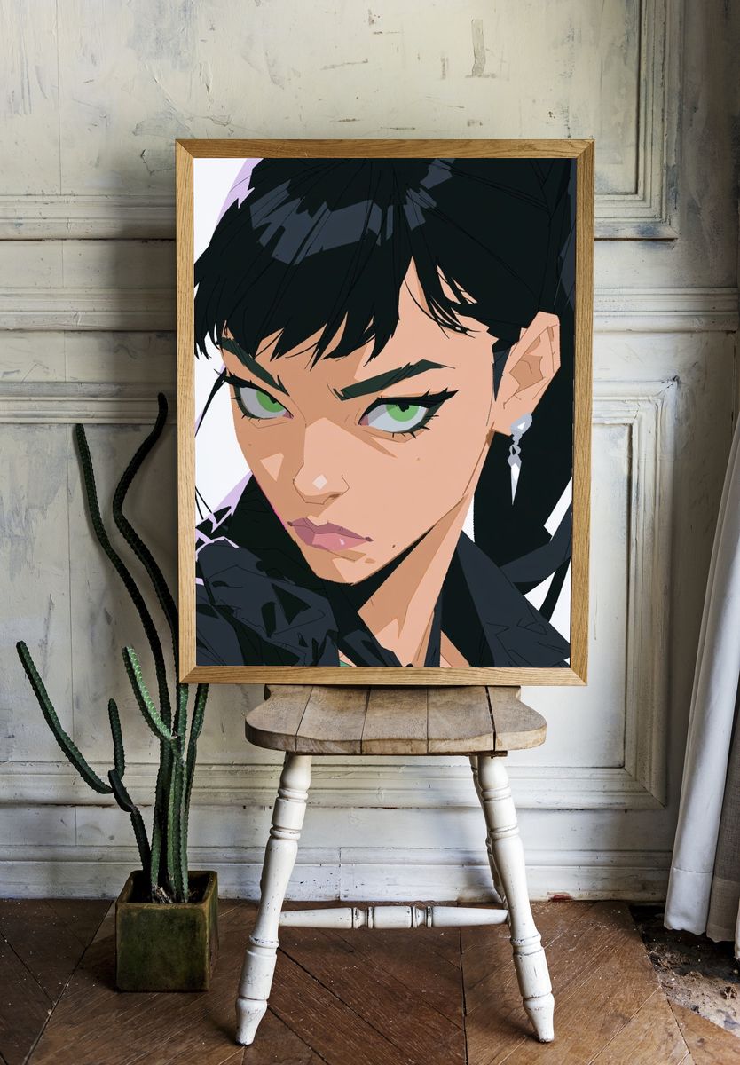 Anime Portrait Digital Art Poster. room preview