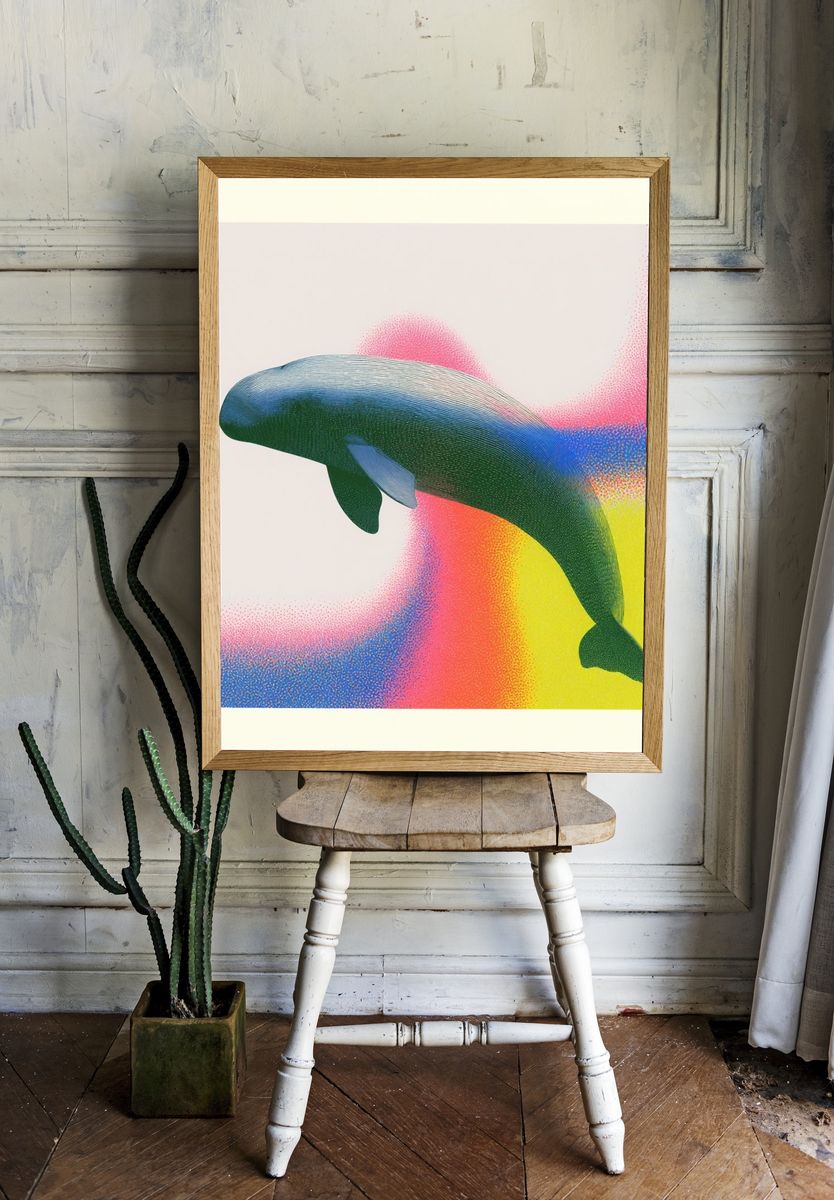 Whale Pop Art Poster. room preview