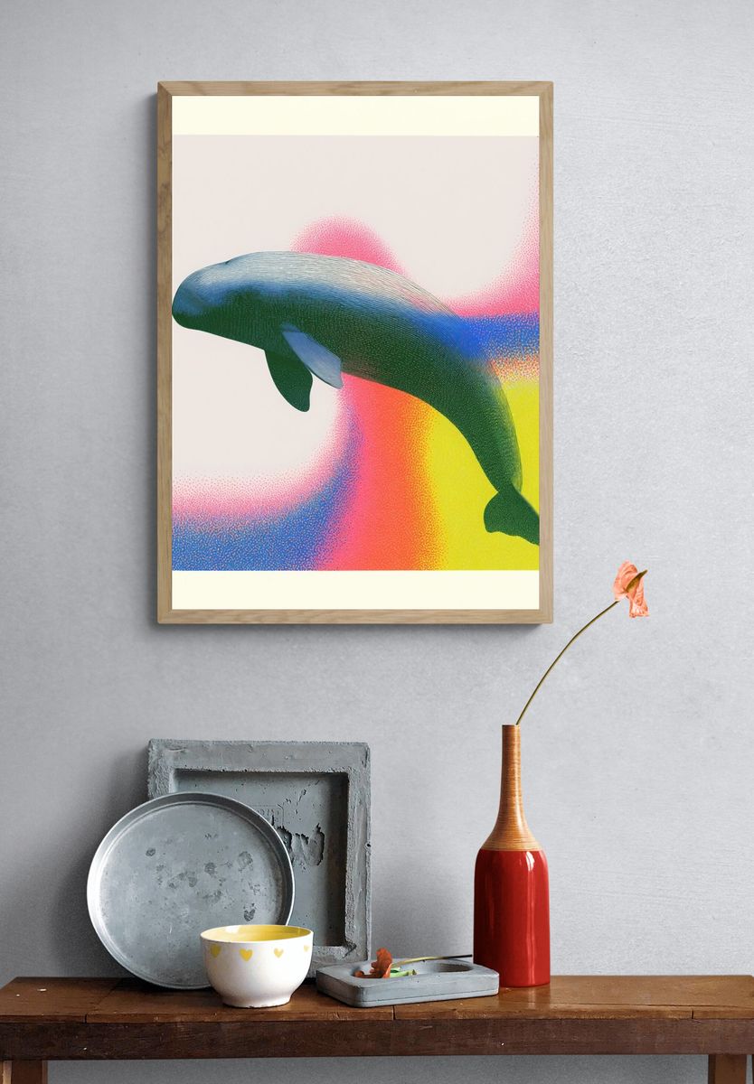 Whale Pop Art Poster. — room view 3