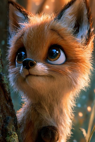 Curious Fox Portrait Print. poster