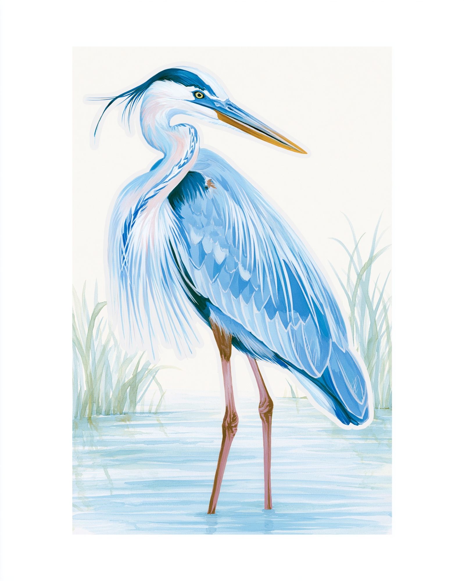 Blue Heron Watercolor Print. poster — animals art