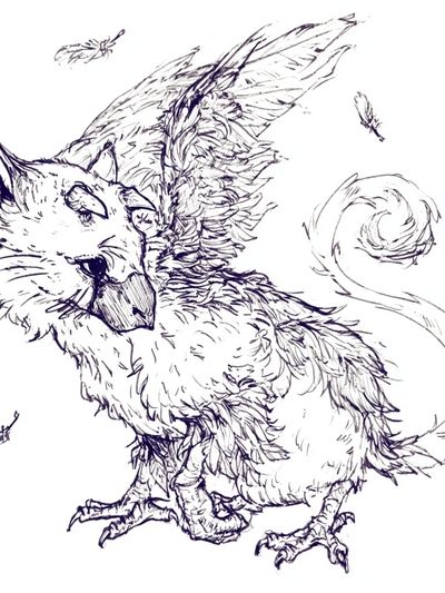 Winged Cat Sketch Poster. poster