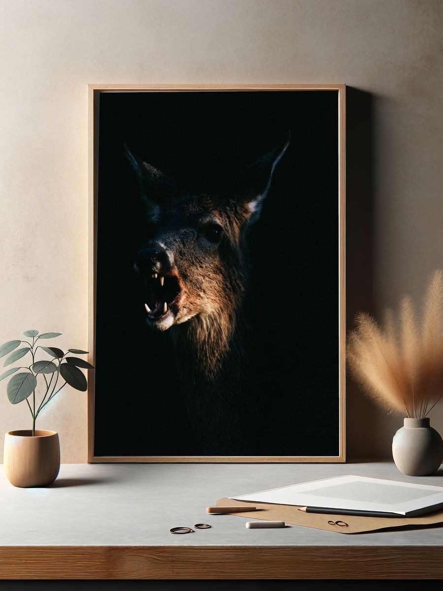 Howling Deer Photography Poster. — room view 2