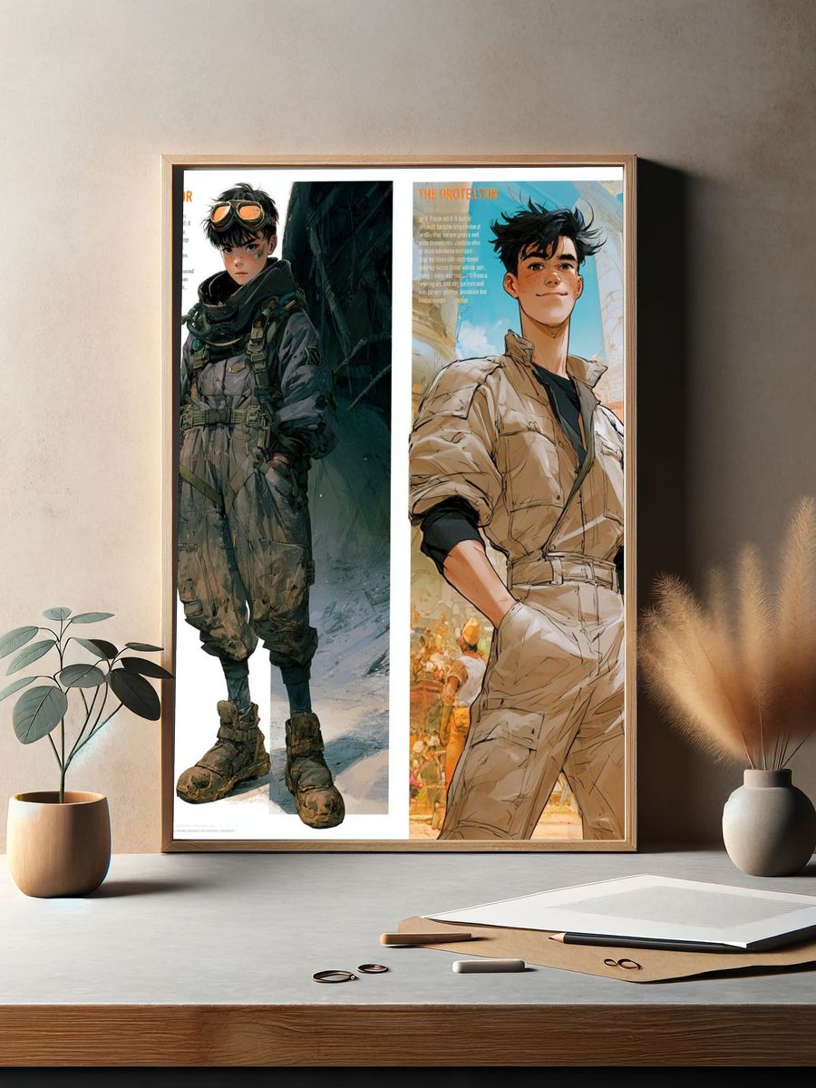Anime Character Duo Illustration Poster. — room view 2