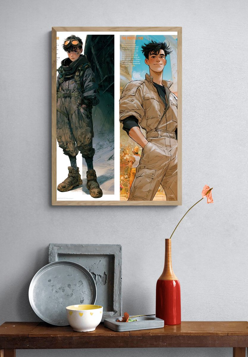 Anime Character Duo Illustration Poster. — room view 3
