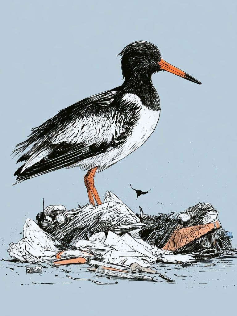 Oystercatcher Illustration Poster. poster detail