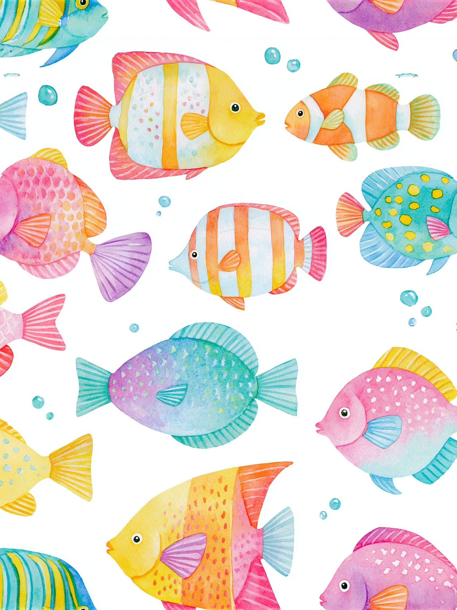 Colorful Tropical Fish Watercolor Poster. poster detail