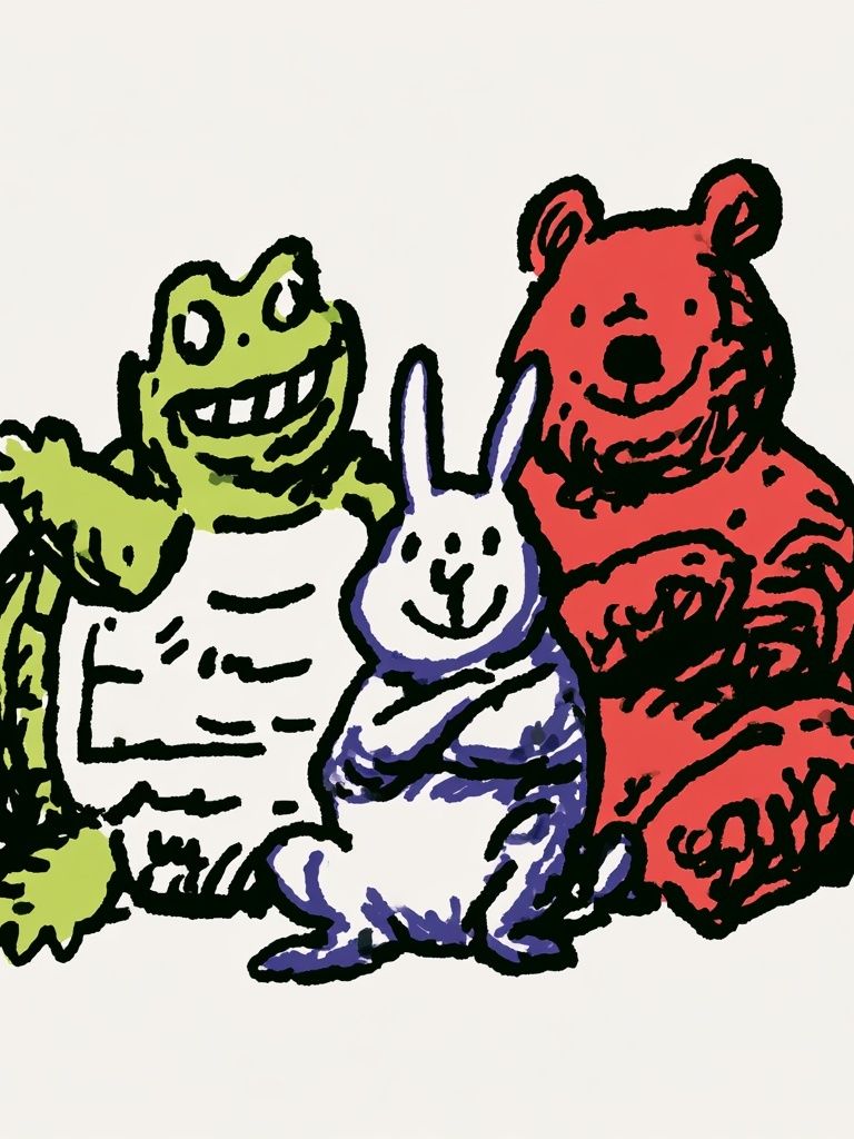 Playful Animal Trio Illustration Poster. poster — illustration art