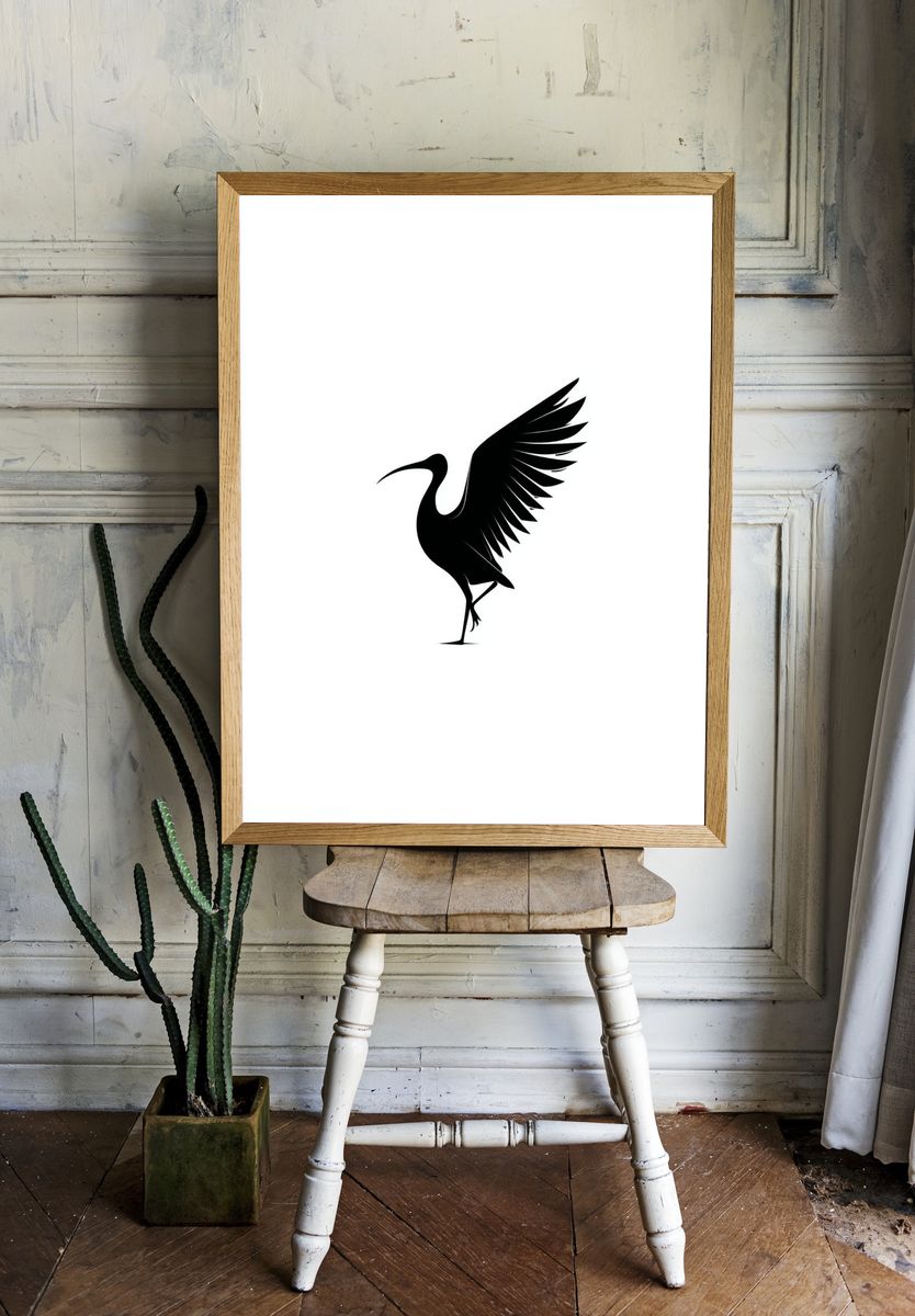 Heron Silhouette Minimalist Poster room preview