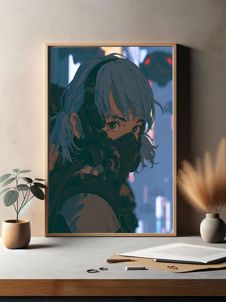 Cyberpunk Girl Portrait Poster. — room view 2