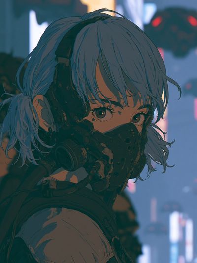 Cyberpunk Girl Portrait Poster. poster print