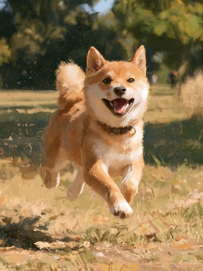 Happy Shiba Inu Illustration Poster. poster
