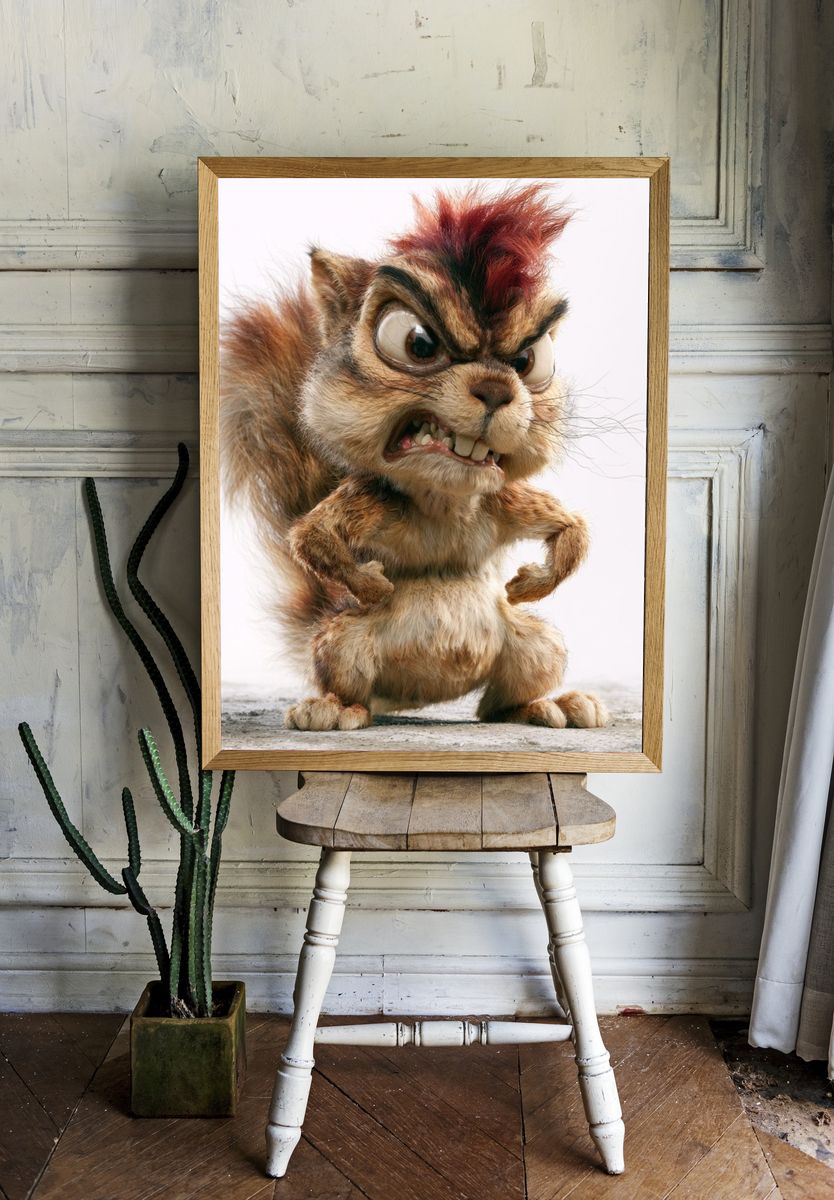 Angry Squirrel Cartoon Poster. — room view 1