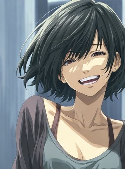 Smiling Anime Girl Portrait Poster.