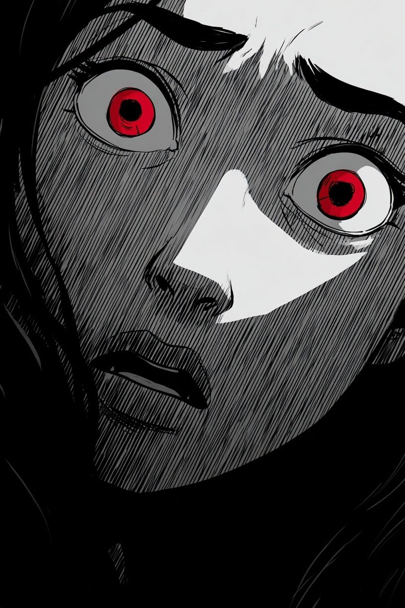Red-Eyed Manga Portrait Print. poster — anime art