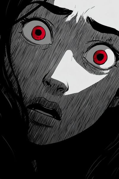 Red-Eyed Manga Portrait Print.
