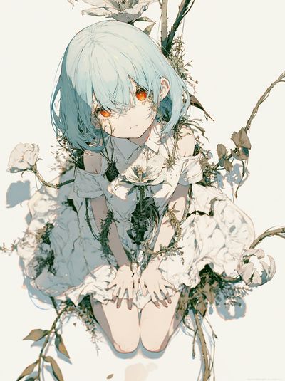 Floral Anime Portrait Poster. poster