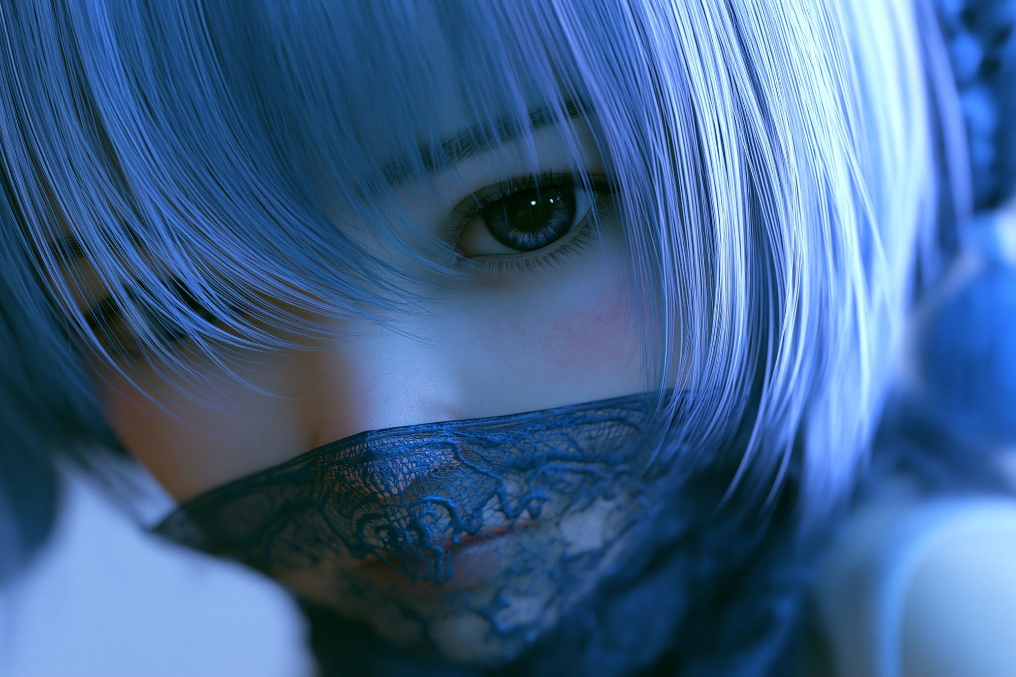 Blue-Eyed Anime Portrait Poster. poster detail