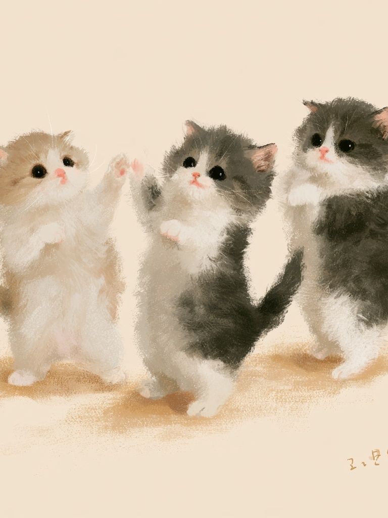 Three Kittens Watercolor Poster. poster detail
