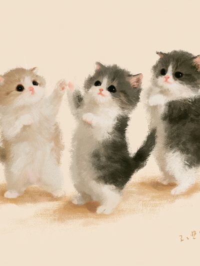 Three Kittens Watercolor Poster. poster
